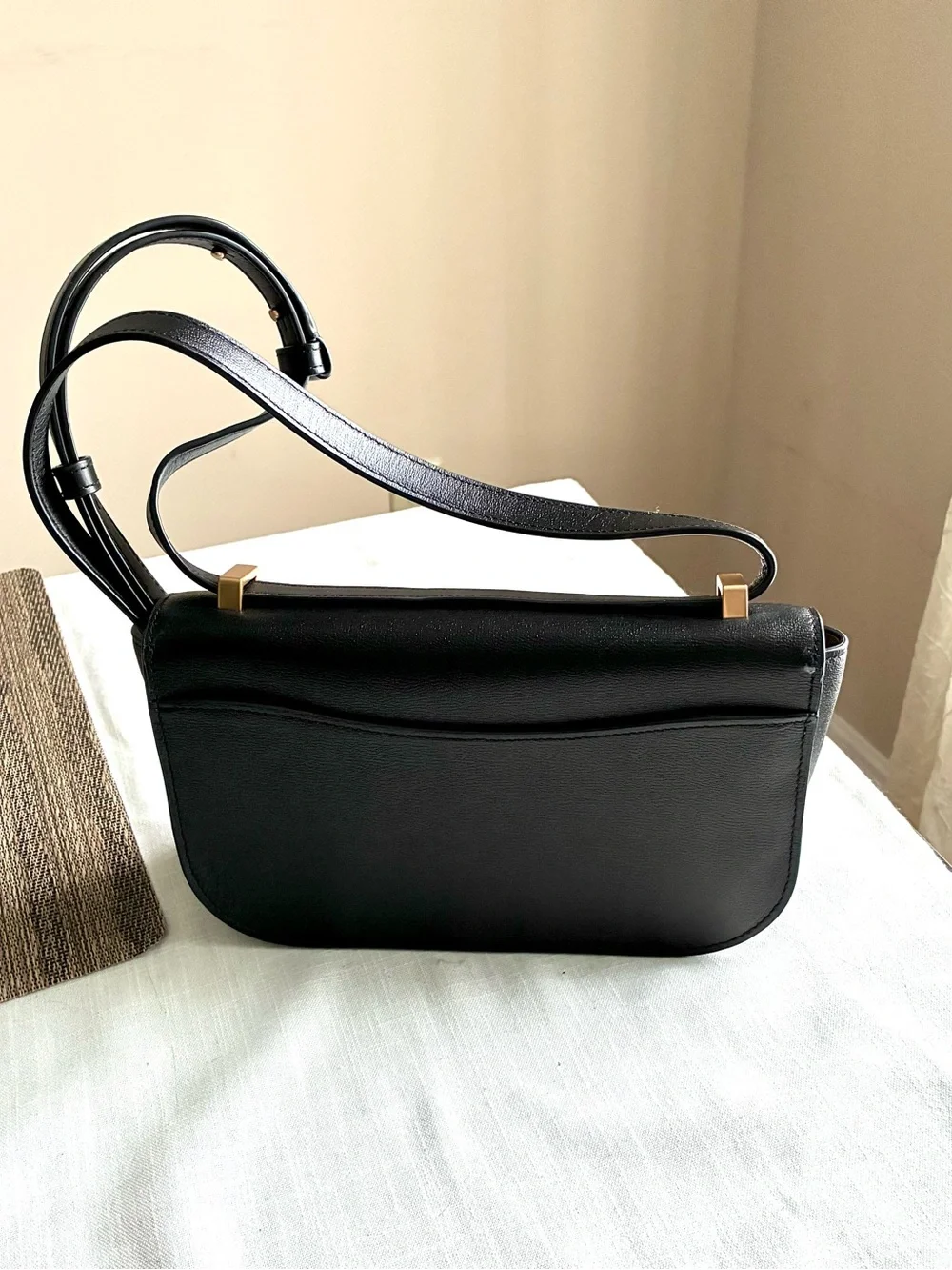 kate spade Black Leather Shoulder Bag with Gold Hardware